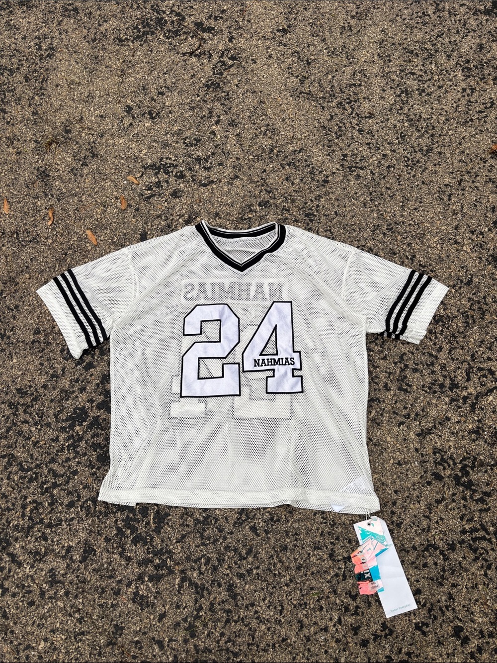 Y2K Nahmias men’s Large White Mesh #24 Cropped Football Jersey